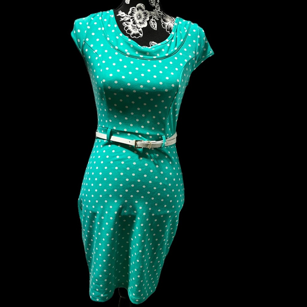 Teal figure hugging pin up dress